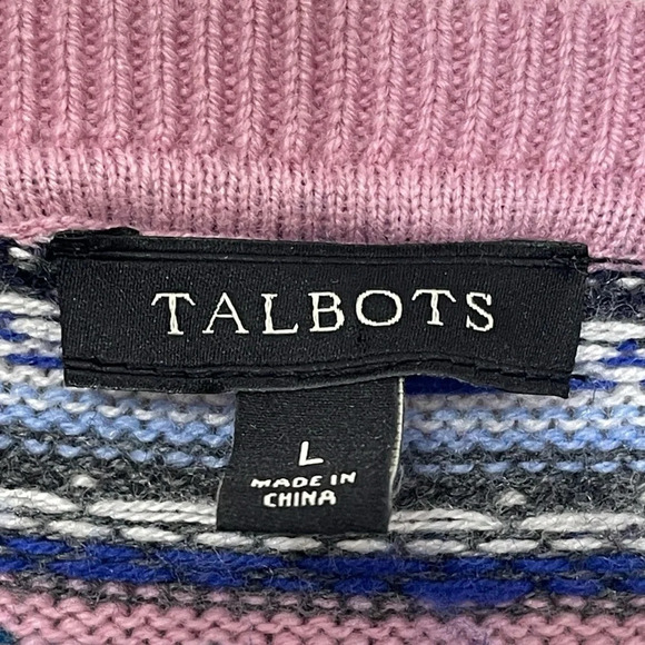 Talbots Fair Isle Pullover Sweater Lambswool Blend Long Sleeve Women's Large - Picture 3 of 4